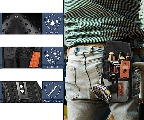 VIDAR TOOLS 5-Inch Small Tool Pouch with Belt Clip, 5 Pockets, Heavy-Duty Organizer for Electrician & Work Belt