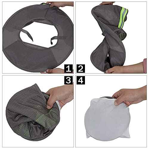 TCCFCCT Hard Hat Shade, Full Brim Mesh Neck Sun Shield, High Visibility Neck Protection & Bandana Headband Face Scarf, Hard Hat Accessories, 2 Pack, Grey