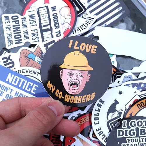 123 PCS Hard Hat Stickers (Dirty) for Tool Box, Helmet, Funny Stickers for Adults, Prank Meme Vinyl and Waterproof Decals for Mechanics, Electricians, Union, Oilfield, Military, Construction, Welders