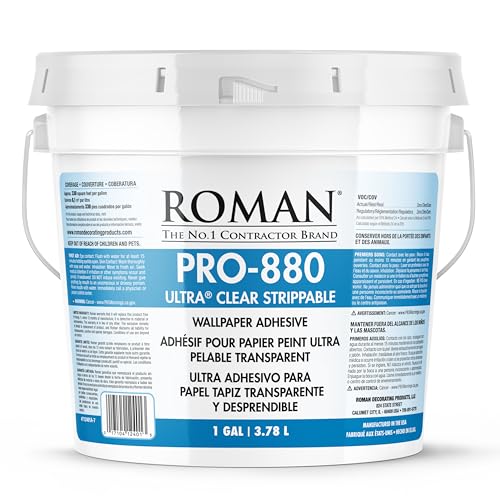 Roman PRO-880 Ultra Clear Wallpaper Adhesive - Strippable 1-Gallon