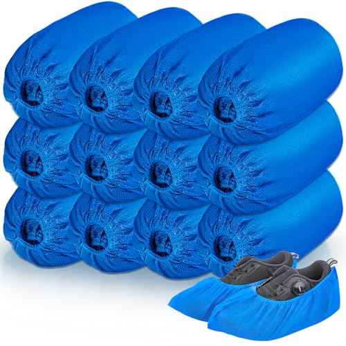 120 Pack(60 Pairs) Shoe Covers Disposable, Non-woven Fabric Shoes Covers for Indoor, Blue Durable & Reusable Disposable Boot & Shoe Covers, Larger Size Fits Various Shoes