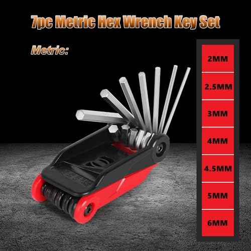 14PCS Folding Allen Wrench Sets, Metric and SAE Allen Key Set, METRIC 2mm, 2.5mm, 3mm, 4mm, 4.5mm, 5mm, 6mm. SAE 5/64¡±, 3/32¡±, 1/8¡±, 5/32¡±, 3/16¡±, 7/32¡±, 1/4"