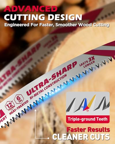 SEDY 5-Pack 12 Inch Japanese Teeth Reciprocating Saw Blades for Tree Trimming and Wood Cutting, Curved Arc Edge, 6 TPI, Universal Fit, Precision Pruning