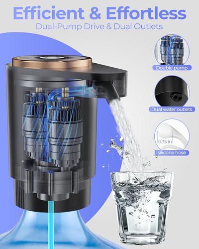 Black Portable Electric Water Pump for 2-5 Gallon Jugs – USB-C Rechargeable Dispenser