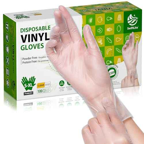 Disposable Vinyl Gloves, Food Safe, Latex-Free Powder-Free Clear Plastic Gloves for Cooking, House Clean, Food Prep