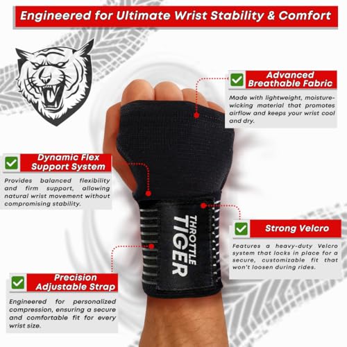 ? Motorcycle Wrist Support, Adjustable Comfort for All Bikers, Reduces Wrist & Hand Pain and Absorbs Vibration (Large)