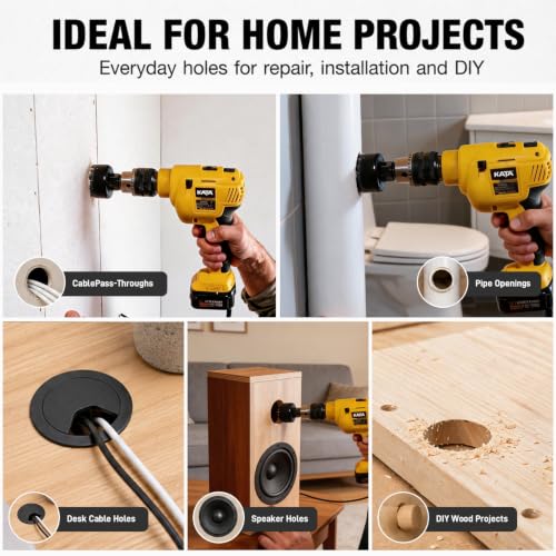 KATA 8PCS Hole Saw Kit 1" to 2-1/8" for Wood, Drywall, PVC, Plastic