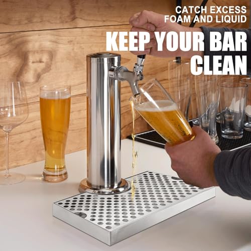 Hilangsan Kegerator Drip Tray, Stainless Steel 304, Silver, 4.4" Cut, Anti-Skid
