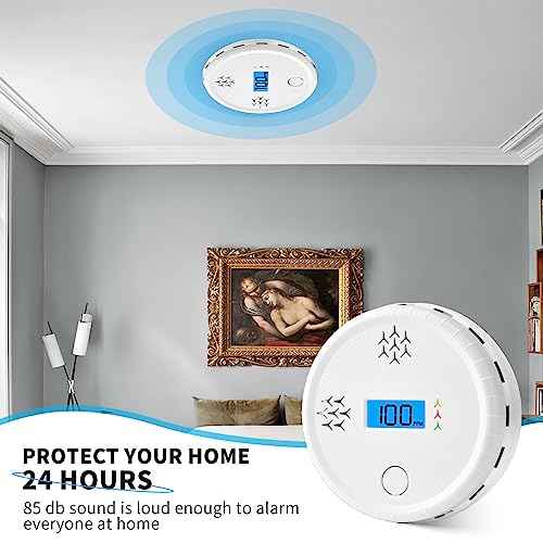 Carbon Monoxide Detector,CO Gas Monitor Alarm Detector,CO Sensor with LED Digital Display, 85dB Sound Alarm for Home,Office (Batteries NOT Included) (1piece)
