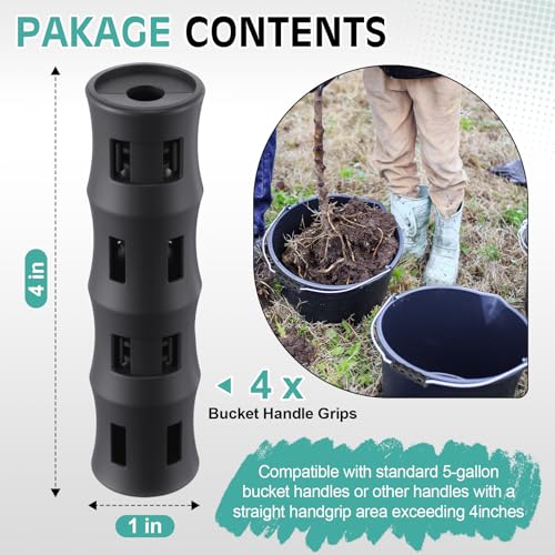 Gulfmew 4 Pack Ergonomic Replacement Bucket Handles for 5 Gallon Buckets – Black