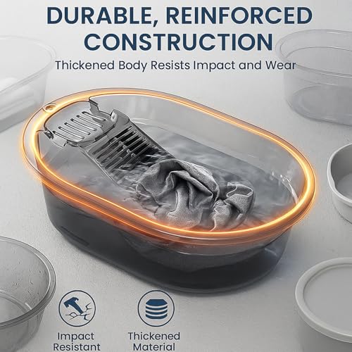 VEMJO Transparent Gray 19-Inch Laundry Wash Basin with Built-In Washboard