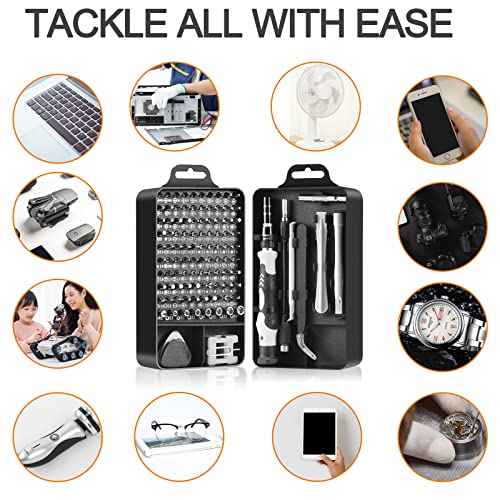 Precision Screwdriver Set, Professional Grade 115 in 1 Magnetic Repair Tool Kit for Electronics, Computer, iPhone, Laptop, Game Console, Watch, Eyeglasses, Modding, and DIY Projects