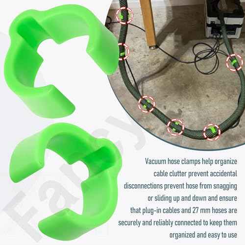 12 Pack Coiled Hose Clips Compatible with Festool Sander & Dust Extractor, Dust Hose Clips for Festool 27mm Vacuum Hoses - Green