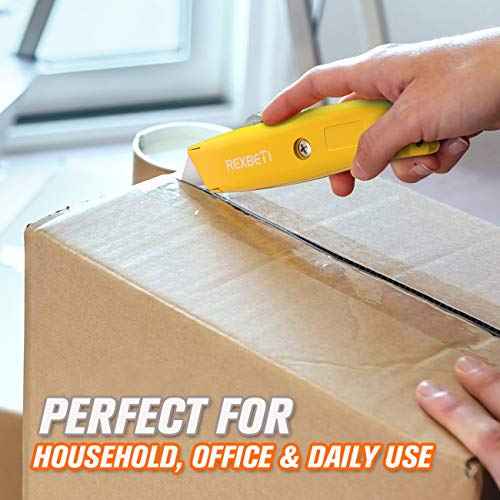REXBETI 2 Pack Utility Knife with Extra Blades, 2 Color Retractable Blade Heavy Duty Box Cutter for Cartons£¬Cardboard and Boxes£¬Extra 10 Blades Included