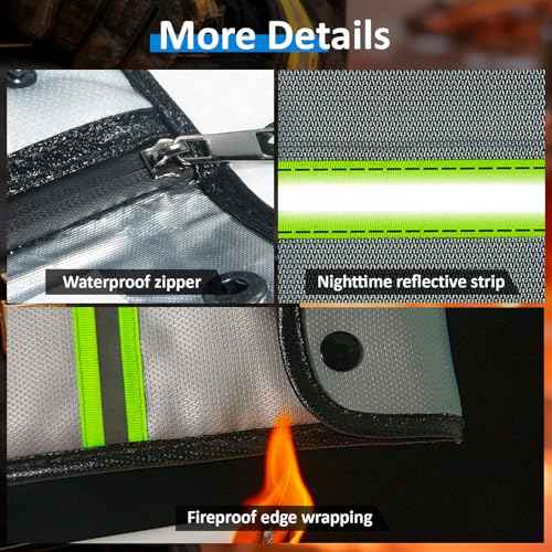 Upgraded Fireproof Document Bag, 15 in x 11 in Large Capacity with Waterproof Zipper, Flame-Resistant Edging, Fire Proof Money Bag for Cash, Safe Storage for Documents Valuables, Passports