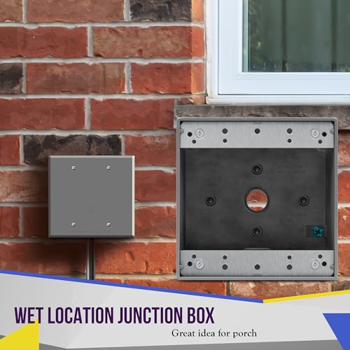 ENERLITES Weatherproof Outdoor Electrical Outlet Box 3 Holes 0.50" - 2-Gang, Grey