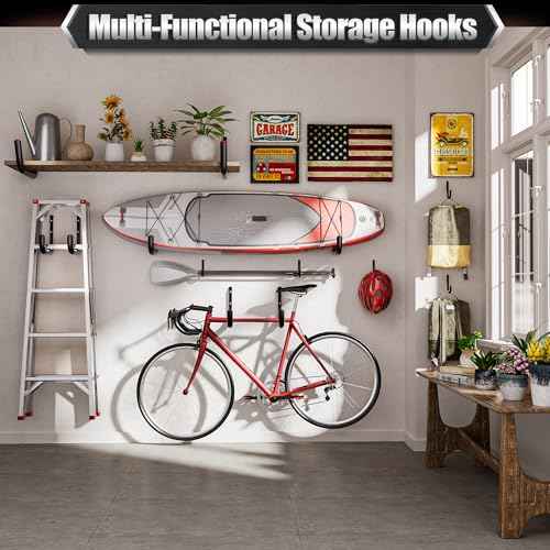 Nacial 24 Pack Garage Hooks Heavy Duty, 3.5" Garage Wall Hook with EVA Pads, 100LBS Capacity Hooks for Hanging Bikes, Kayak Folding Chairs and Hanging Ladders
