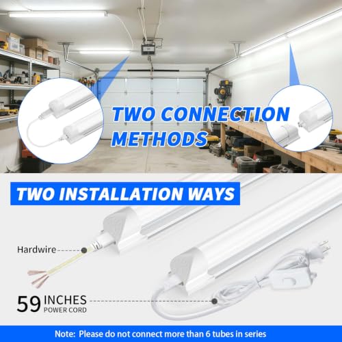 JESLED 4FT Dimmable LED Shop Lights with Remote Control - 40W 5400LM, 4 Pack