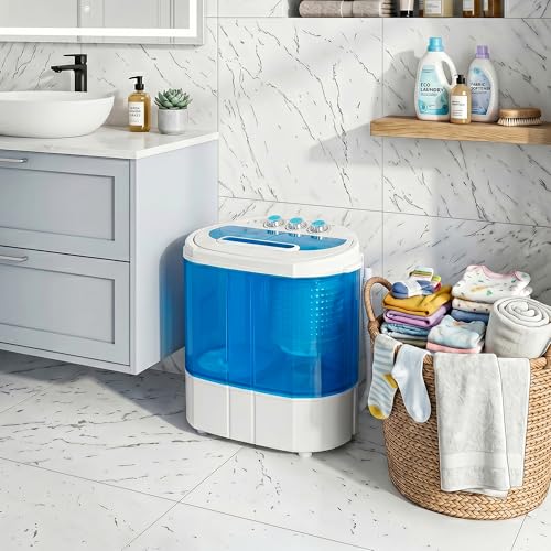 Mini Portable Washing Machine 9.9lb Twin Tub Compact Laundry Washer Dryer Combo