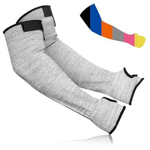 Cut Resistant Arm Sleeves ANSI Level A5, Kitchen Arm Thumb Hole Protectors for Thin Skin & Bruising, for men and women- Industrial Arm Guards for Welding, Glass Handling, Pet Grooming(Grey)