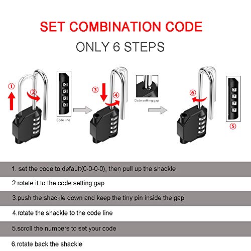 disecu 2 Pack Waterproof 2.6 Inch Shackle Combination Locks - Black, Outdoor Security Padlocks for Gym, Locker, Gate, Toolbox