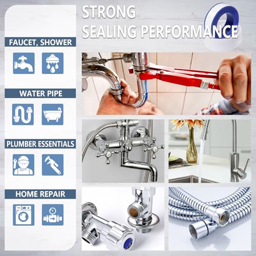 MEBMIK PTFE Teflon Tape 1/2 Inch x 520 Inches Plumbing Sealant for Shower & Water Pipes - Variation 1