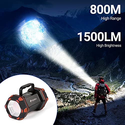 RopeLux Rechargeable LED Camping Lantern - 1500lm, 8 Modes, Portable Emergency Light, Orange, 1 Pack