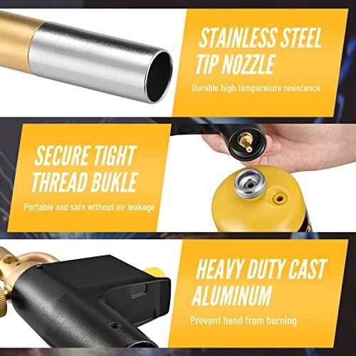 Propane Torch Head, MAPP Gas Torch Head, Portable Trigger Start Torch Tip for Propane MAPP MAP/PRO Tank, Torch for Soldering Welding Stripping Paint Searing Steak
