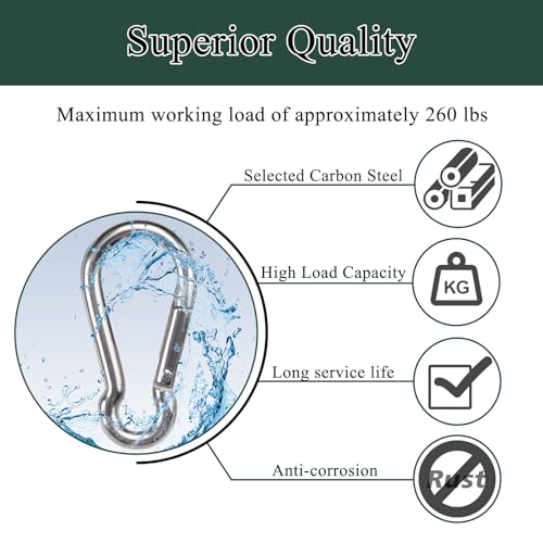 SILVER 100PCS Heavy Duty Spring Snap Hooks Carabiner Clips 2.4IN
