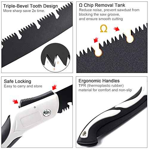 Hand Saw for Tree, 12 inch Folding Saw,Pruning Saws with High-Manganese Steel Teeth for Smooth and Precise Cuts. Handsaws for Camping, Gardening, Carpentry Camping Saw Portable.