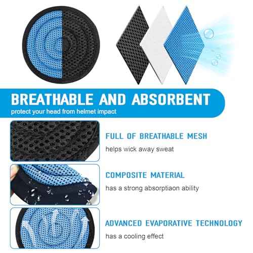 Hard Hat Top Pad Replacement, Washable Hard Hat Cooling Inserts/Liner/Sweatband, Sweat Pad Suspension Cushion Accessorie, Blue, 3 PCS