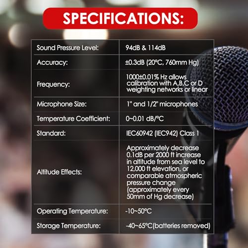 Digital Sound Level Meter Calibrator 94/114dB for 1/2" and 1" Microphones with LCD