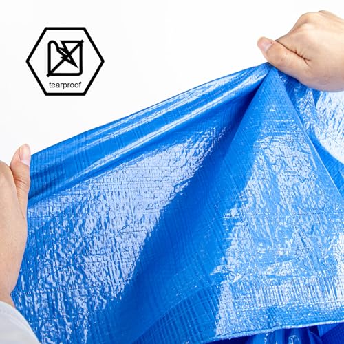 CARTMAN 10x12 Ft Blue Waterproof Poly Tarp Cover - Multipurpose Weatherproof Shelter