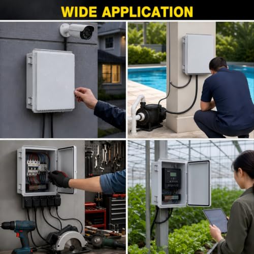 Joisyoya IP67 Waterproof Outdoor Electrical Junction Box with Aluminum DIN Rail - Grey, 8.6 x 6.7 x 4.3 Inches