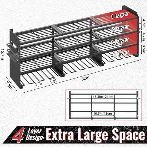 Large Power Tool Organizer Wall Mount-12 Drill Holder, Metal Heavy Duty Garage Tool Storage Shelves with Screwdriver Plier Holder, Gifts Idea for Men Dad Husband
