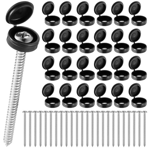 Black 3 Inch Stainless Steel Shutter Fasteners with Caps - 24 Pack