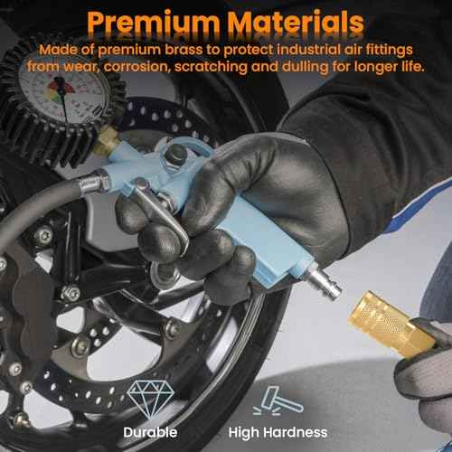 1/4 Inch Brass Female Industrial Coupler, 1/4'' NPT Air Hose Fittings, Quick Connector Air Coupler for Auto Shop, 2 Pack