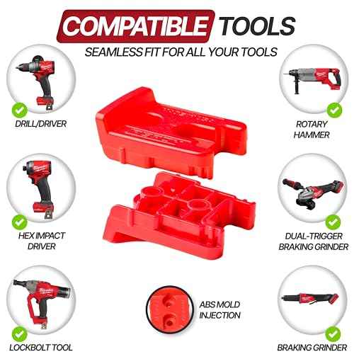 9 Pack Tool Holder for Milwaukee M18/18v Cordless Tools - Snap Fit Tool Organizer for Milwaukee Drill Holder, Under Shelf, Wall Mount w/Hardware for Easy Install.