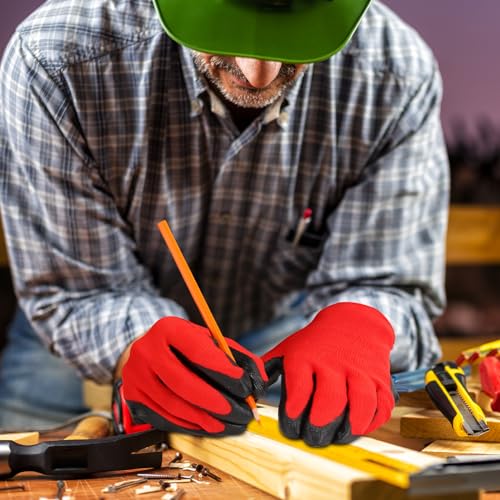 Chuarry Safety Work Gloves Rubber Coated Knit Nylon Working Gloves Bulk for Men Women Gardening, 2 Colors, 9.1"