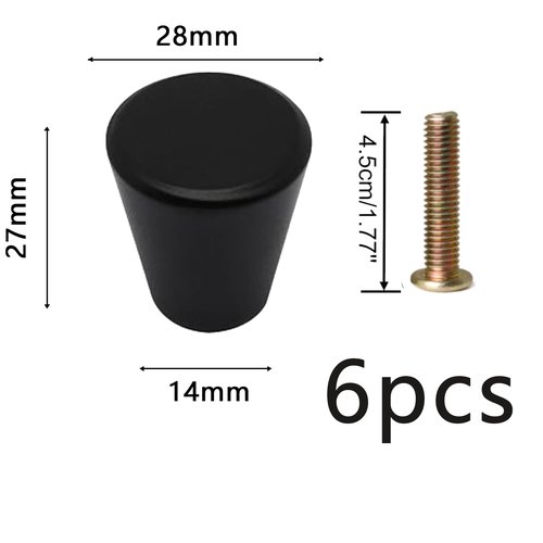 TAYCZGQL 6 Pack Small Knobs Modern Conical Black Cabinet Matte for Cabinets Decorative Furniture Hardware Compact Smooth Finish Contemporary Design Home Improvement Accessory Easy Install