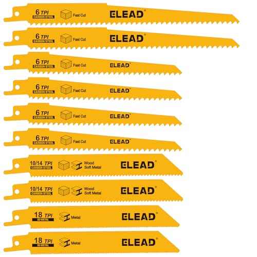 10-Piece Bi-Metal Reciprocating Saw Blade Set, Premium 6 & 8 Inch Wood & Metal Cutting Saw Blades with Storage Box