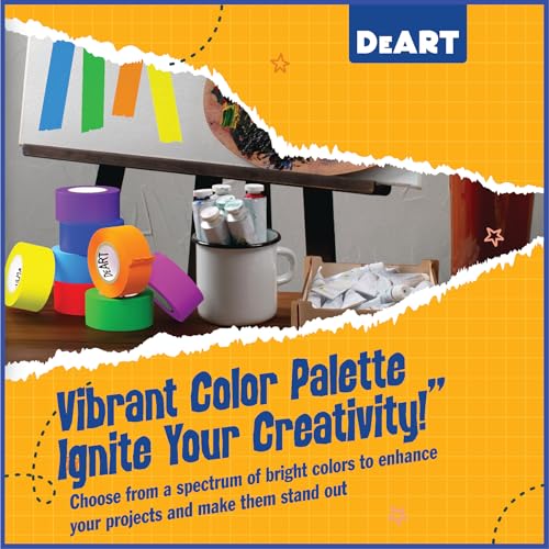 DEART Colored Masking Tape Set 8 Rolls 0.6 Inch for Crafts & Painting