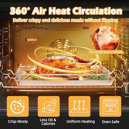 TeamFar 16" x 12" & 12.5" x 9.6" Air Fryer Basket & Tray Set – Large & Medium (2-Pack)