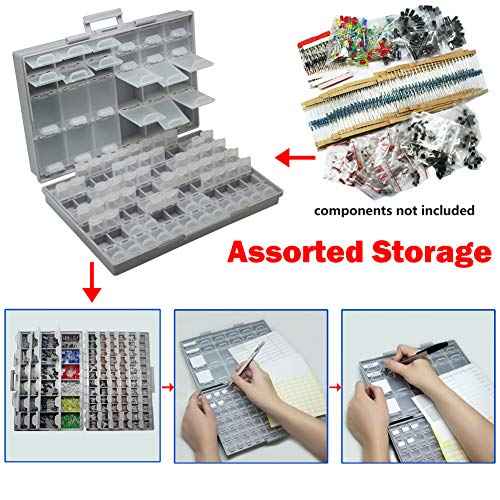 AideTek BOXALL96 96 Lids Enclosure SMD SMT Parts Organizer Surface Mount Box Labels