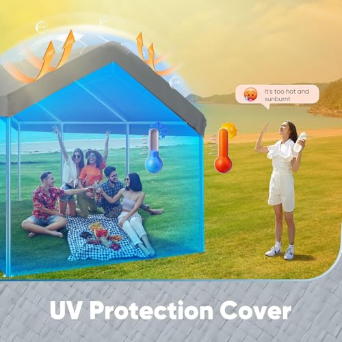 Advance Outdoor 10x20 ft Carport Replacement Top Cover Gray Waterproof UV Protected Easy Setup