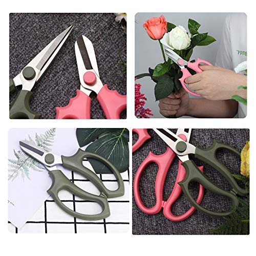 Leize Flower Scissors Grey Green Slender - Premium Stainless Steel Floral Shears for Pruning