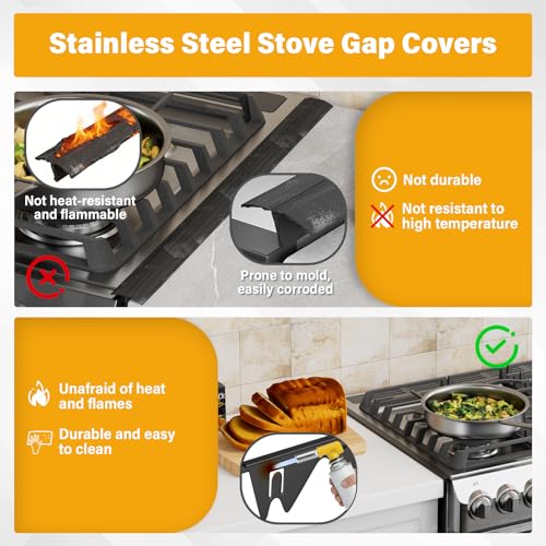 Stainless Steel Telescoping Stove Gap Cover 13.8"-27.5" Black (2 Pack)
