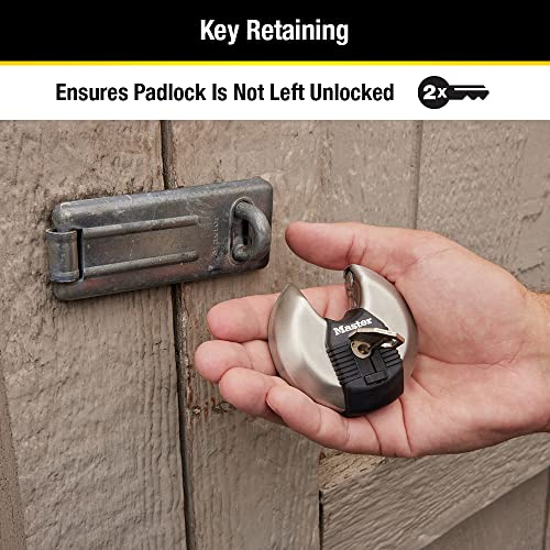 Master Lock 2-3/4-Inch Wide Disc Padlock - Keyed Alike, 2 Keys, Stainless Steel, Indoor & Outdoor Security