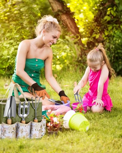 Wevelel Green 9-Piece Heavy Duty Gardening Tool Set with Storage Tote