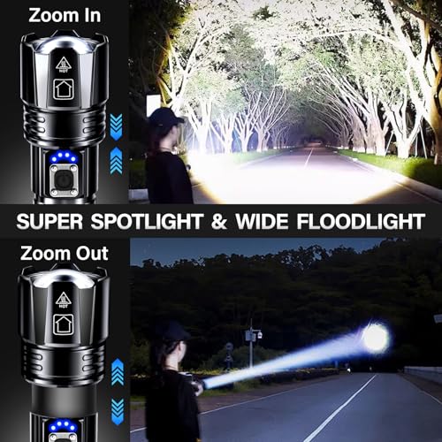 AKNEAR Rechargeable LED Flashlight 2 Pack High Lumens Super Bright Black